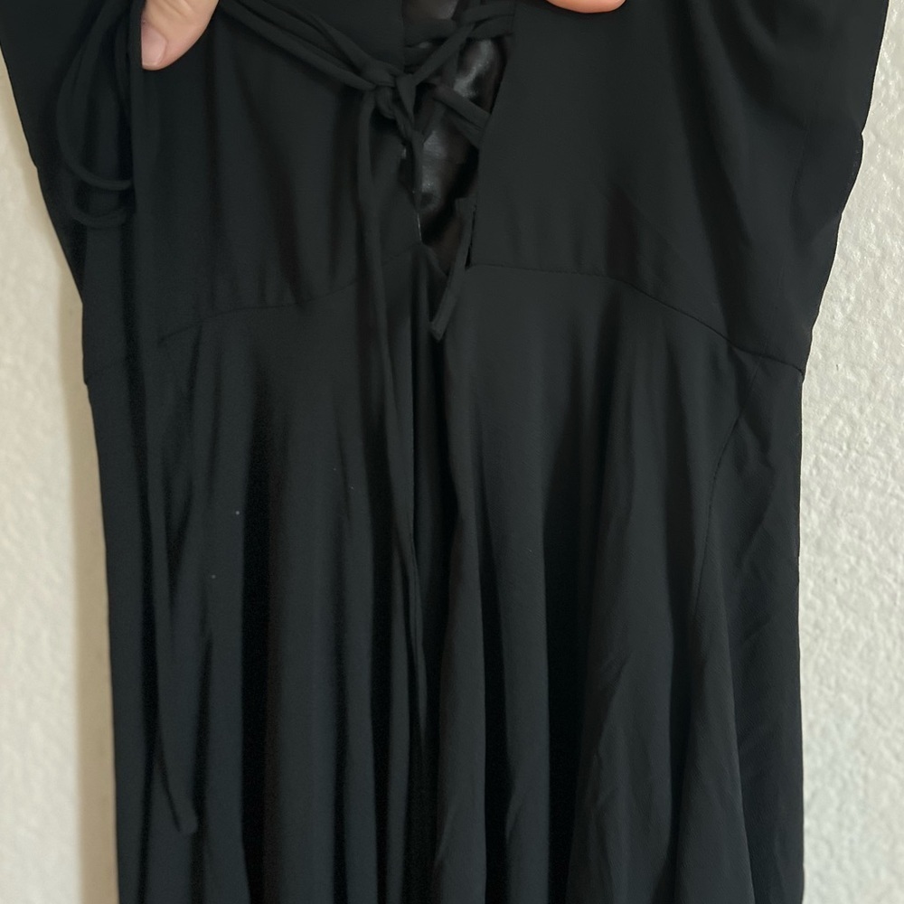 NWOT Romantically Speaking Black Cowl Lace-Up Maxi Dress - Picture 5 of 6